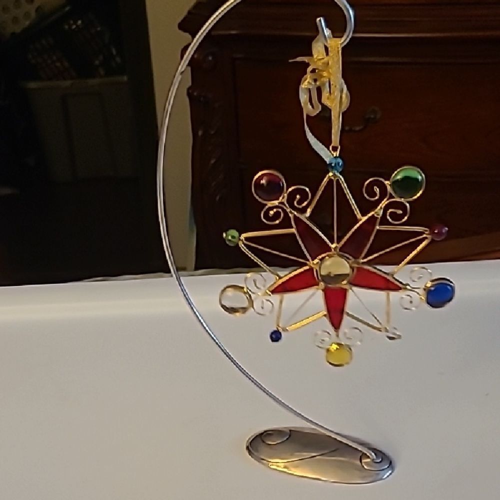 Colorful Art Glass Ornament with Stand